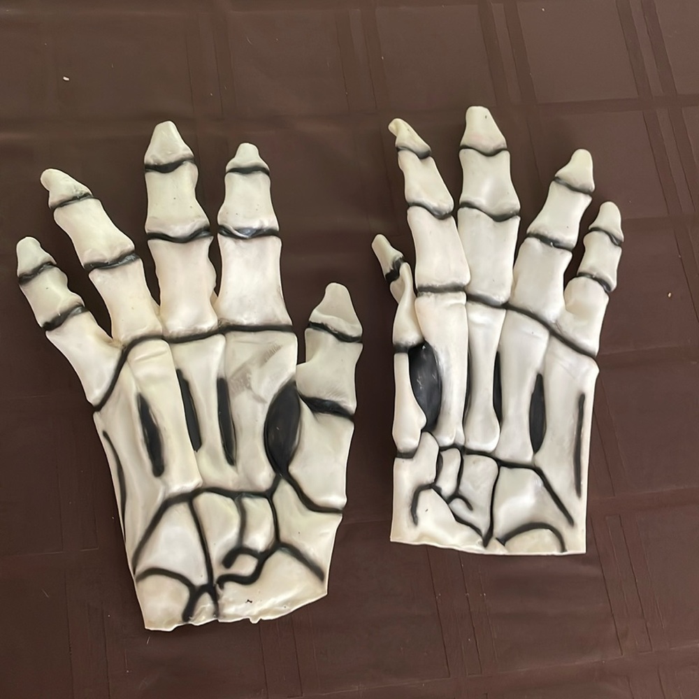 Vintage Rubber Costume Skeleton Hands Gloves Adult 90s